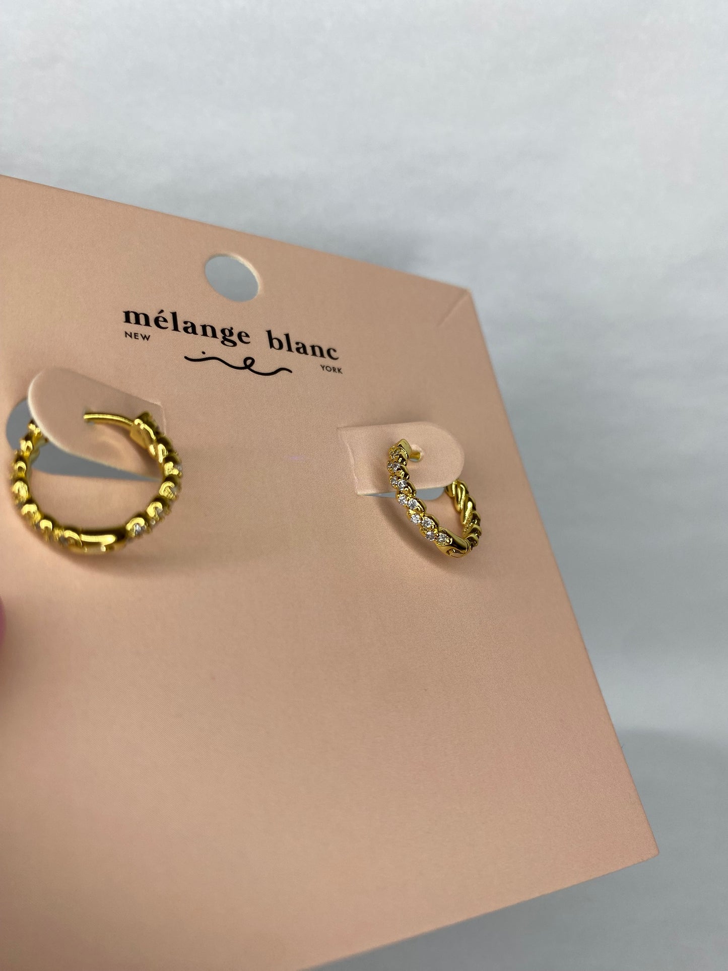 Paved Hoop Earrings (Silver or Gold)