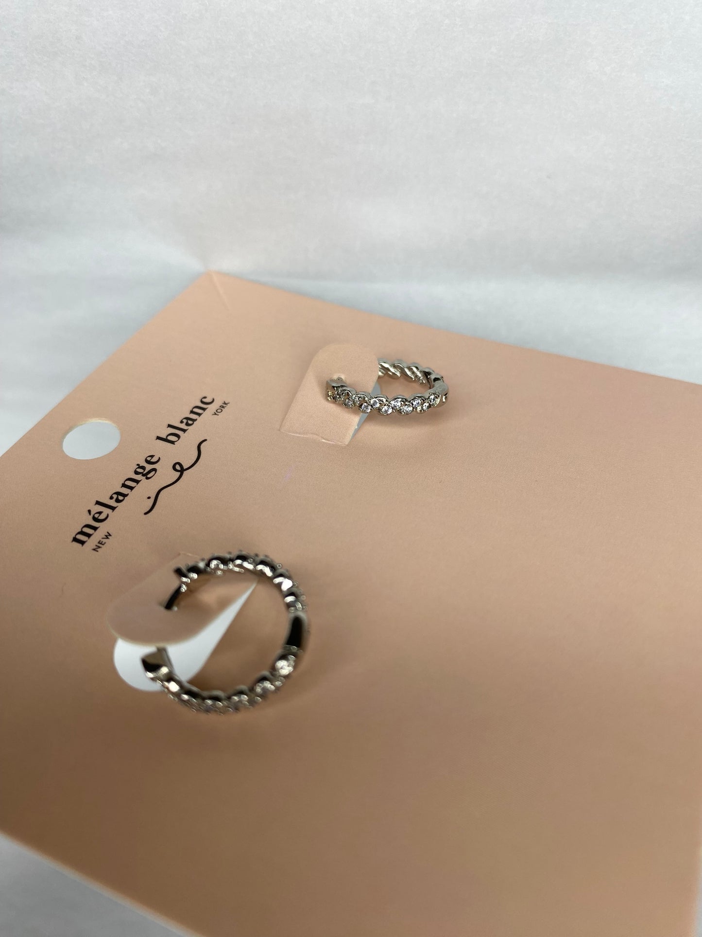 Paved Hoop Earrings (Silver or Gold)