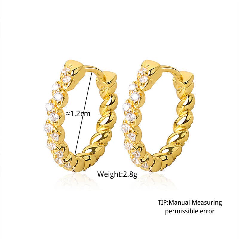 Paved Hoop Earrings (Silver or Gold)