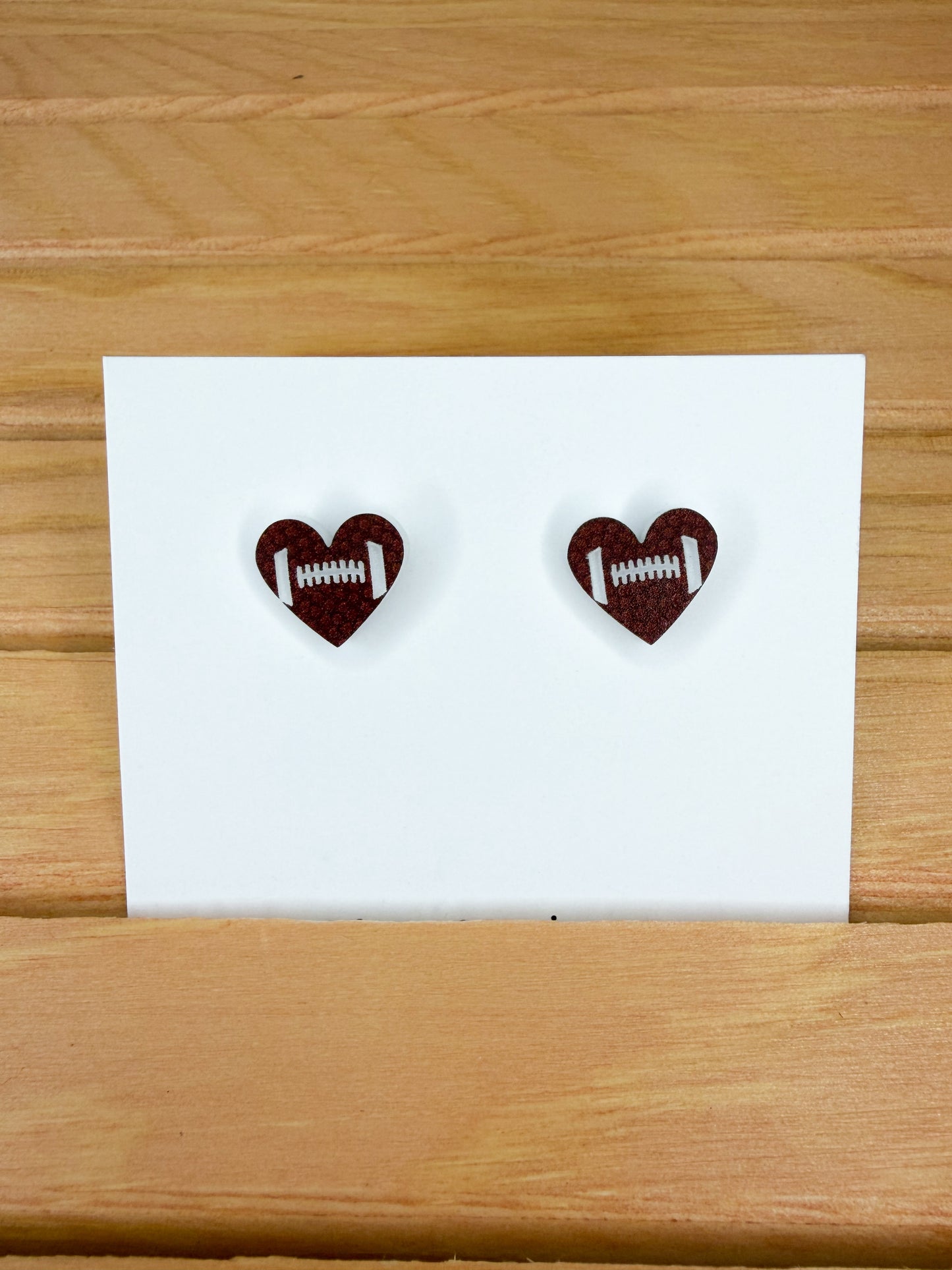 Football Heart Stud Earrings