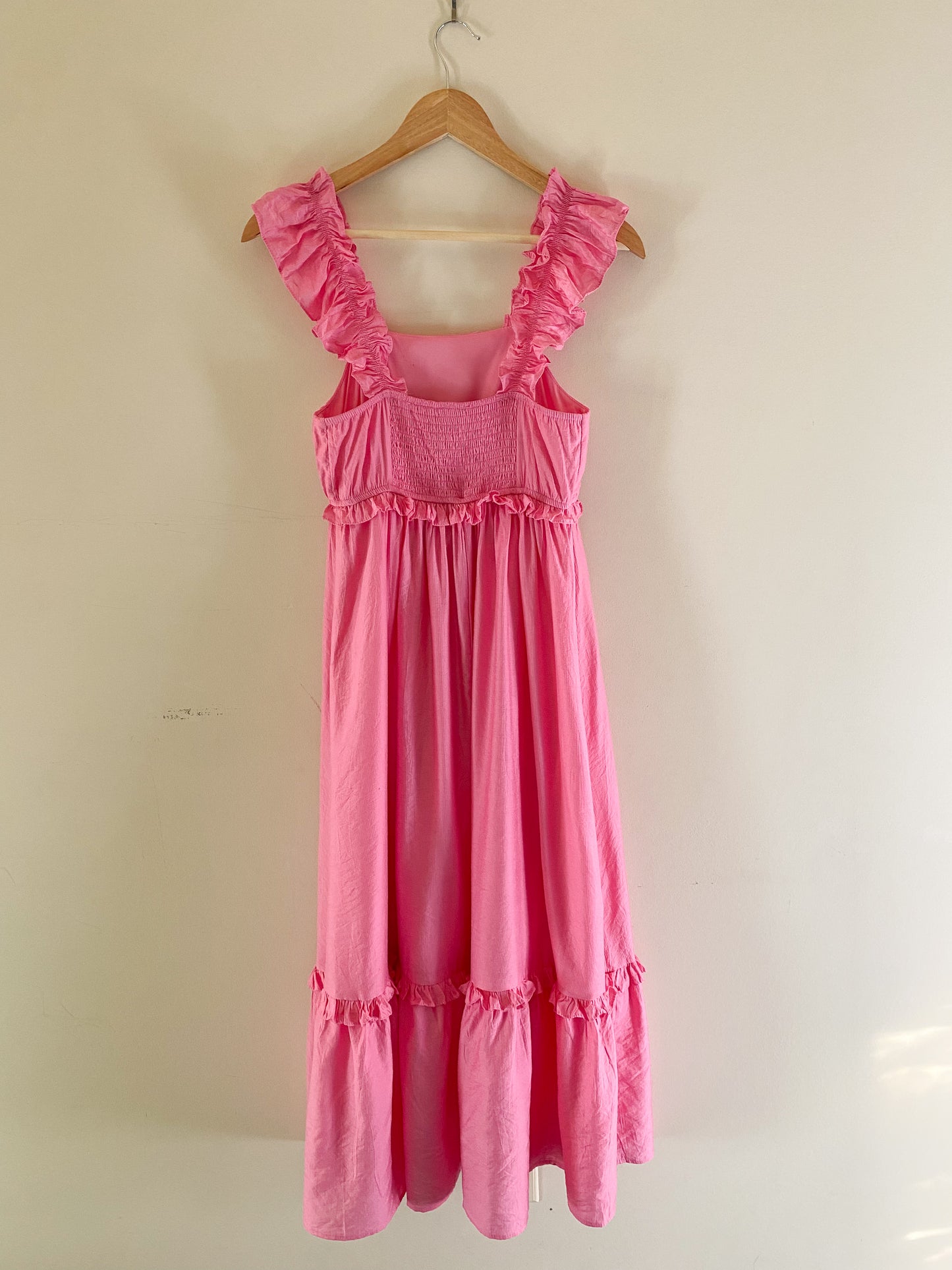 Ruffle Detail Empire Waist Sleeveless Midi Dress