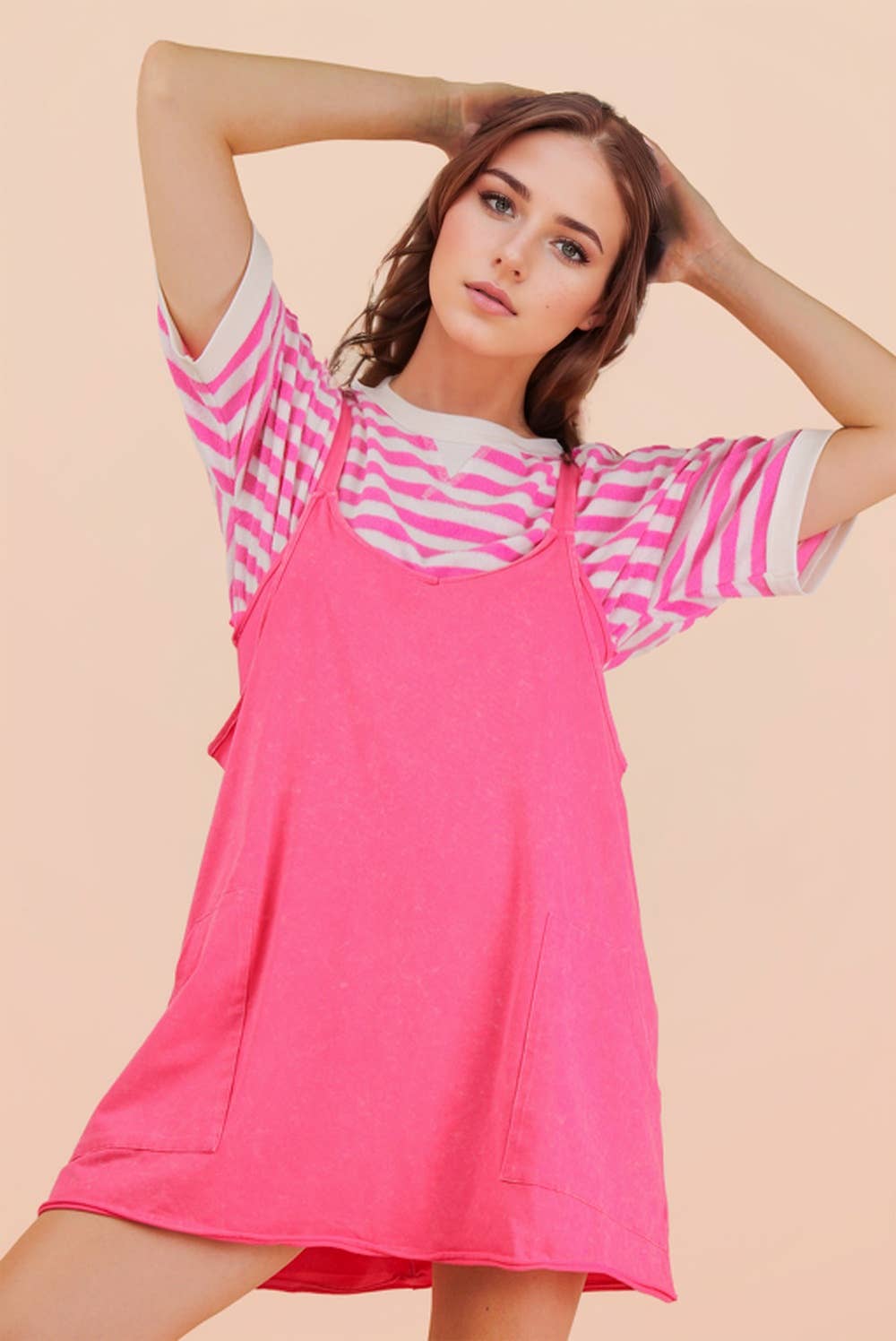 Mineral Washed Mini Dress w/ Shorts Inside 