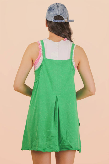Mineral Washed Mini Dress w/ Shorts Inside 
