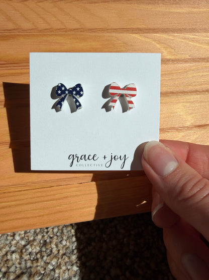USA Bow Stud Earrings