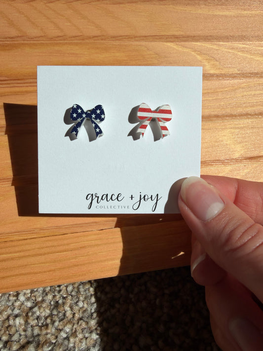 USA Bow Stud Earrings