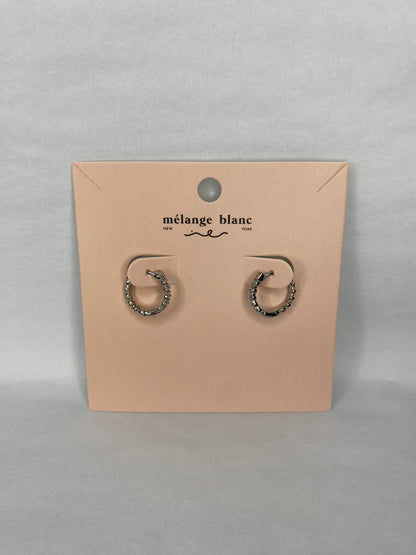 Paved Hoop Earrings (Silver or Gold)