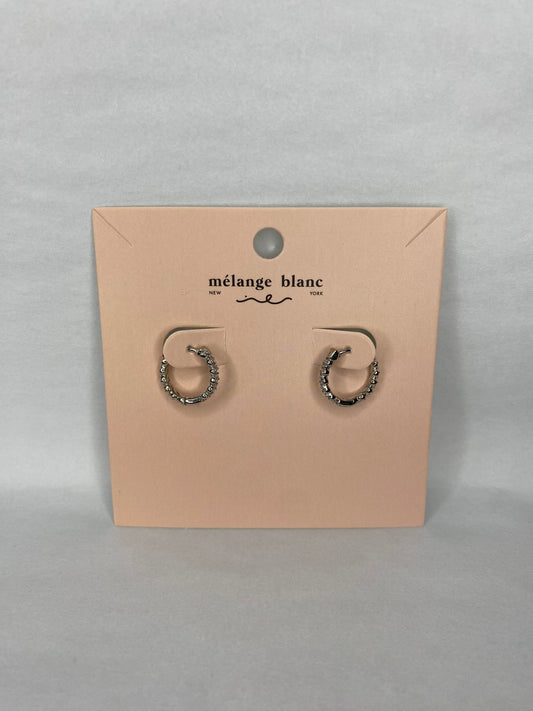 Paved Hoop Earrings (Silver or Gold)