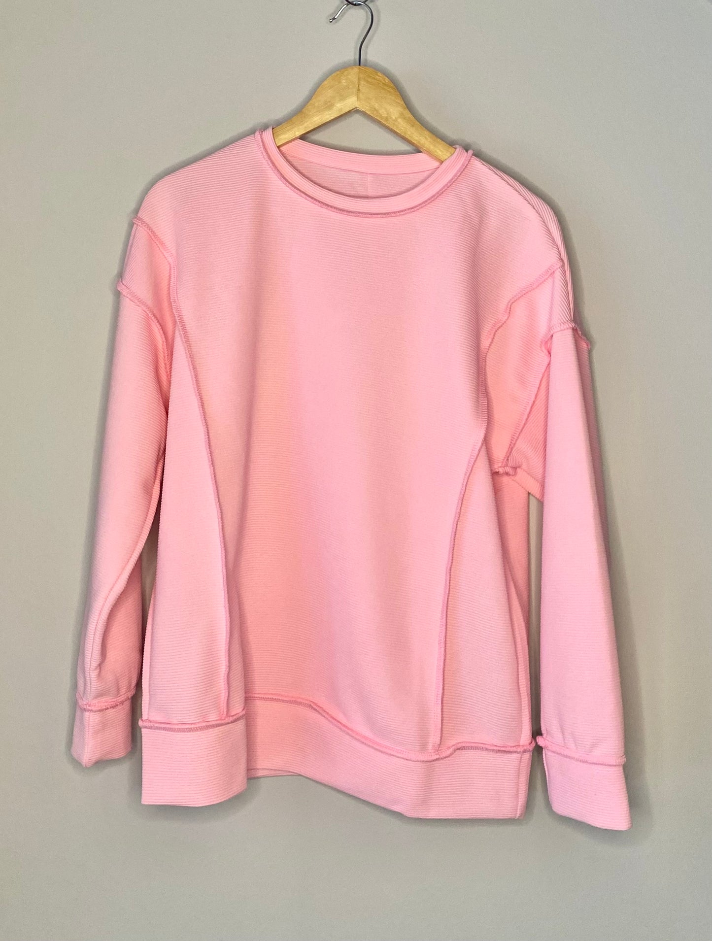 Ribbed Exposed Seam Long-Sleeve