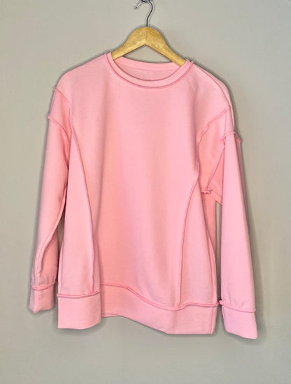 Ribbed Exposed Seam Long-Sleeve