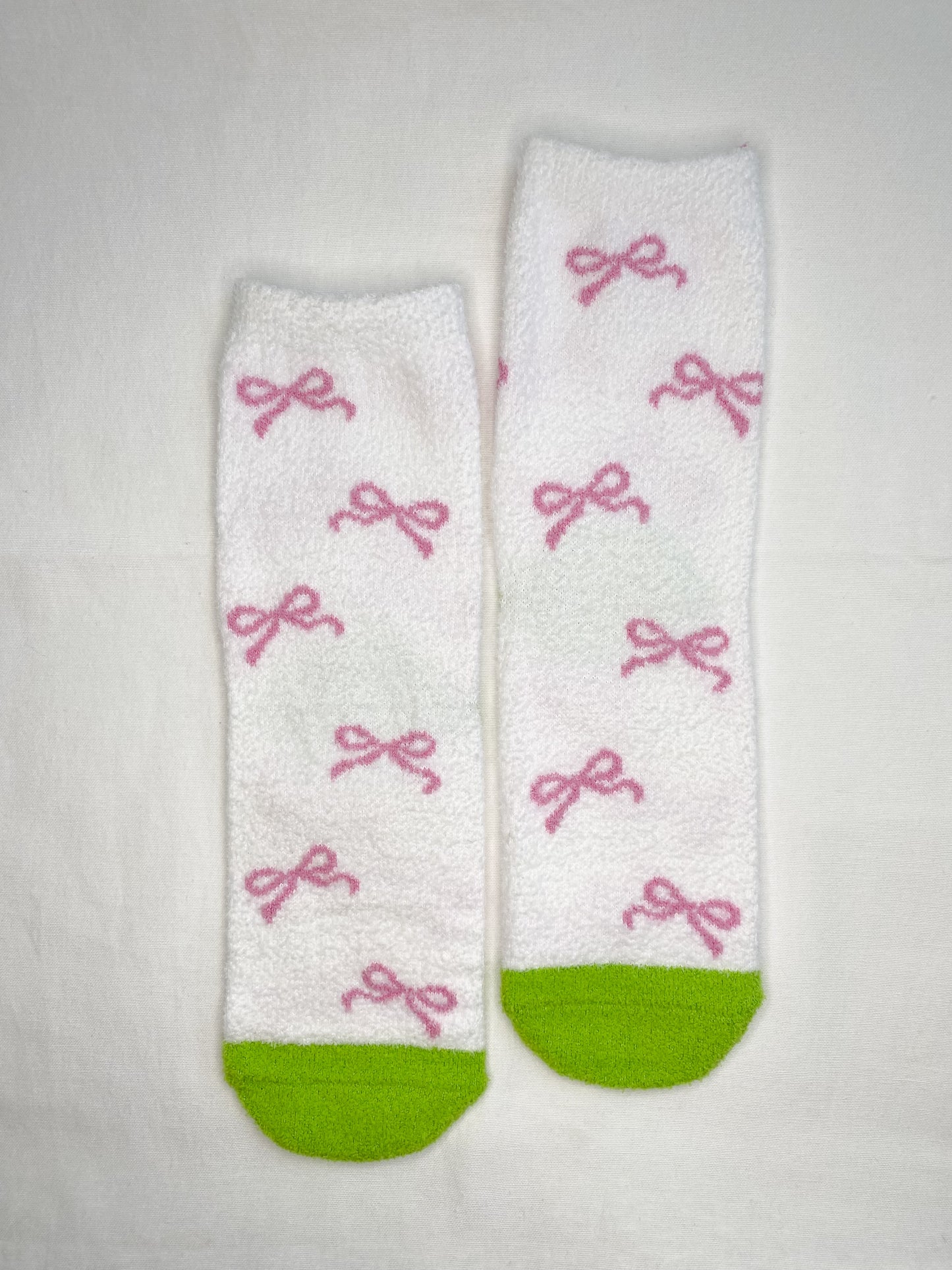 Pink and Green Fuzzy Socks