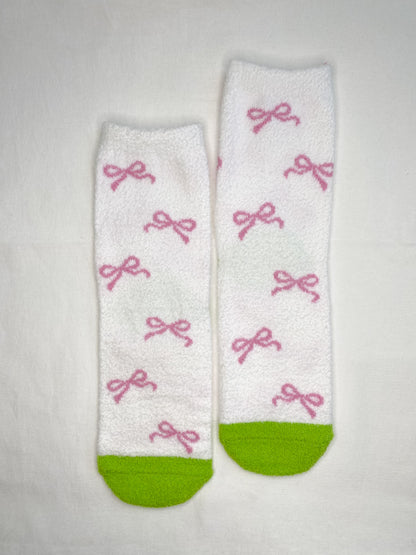 Pink and Green Fuzzy Socks