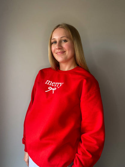 Merry Bow Christmas Crew Neck