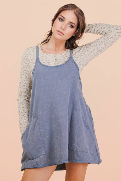 Mineral Washed Mini Dress w/ Shorts Inside 