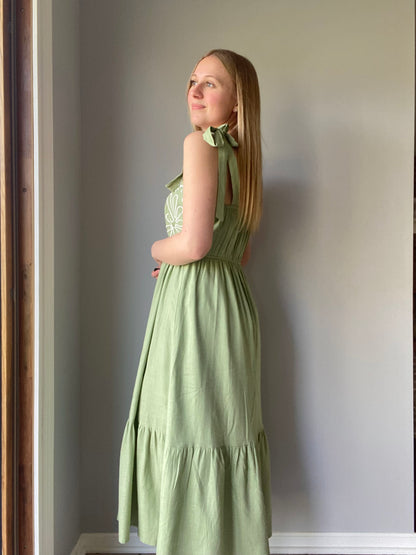 Embroidery Detail Midi Dress