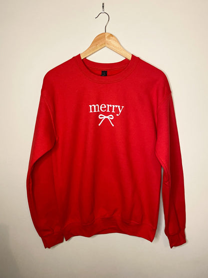 Merry Bow Christmas Crew Neck
