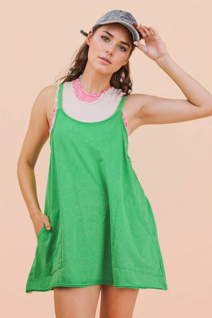 Mineral Washed Mini Dress w/ Shorts Inside 
