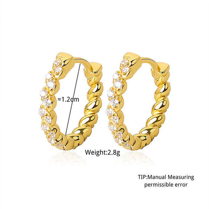 Paved Hoop Earrings (Silver or Gold)