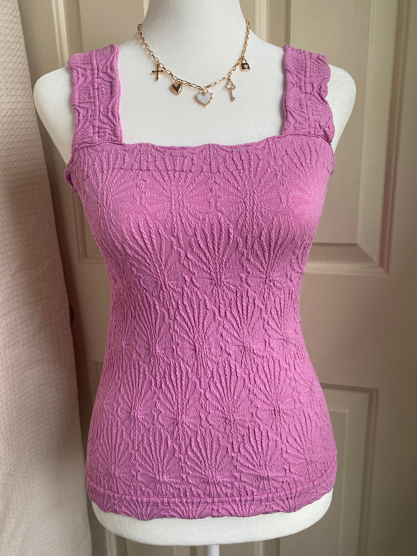 Lace Textured Square Tank Top
