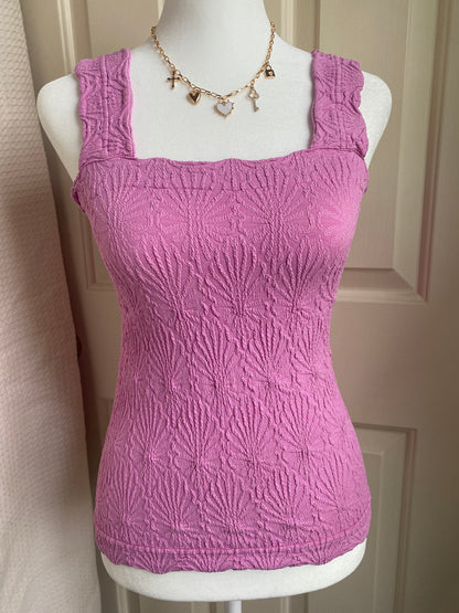 Lace Textured Square Tank Top