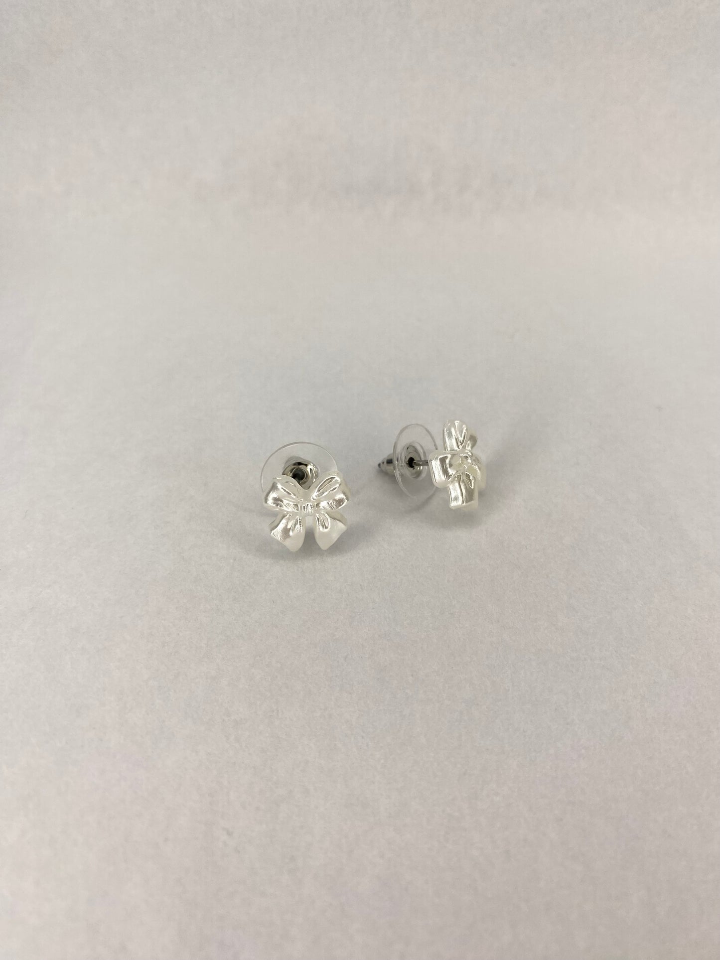 White Bow Stud Earrings