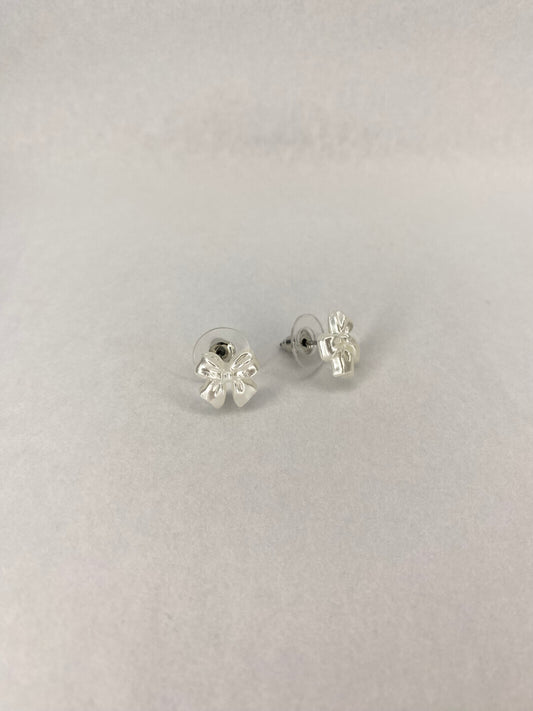 White Bow Stud Earrings
