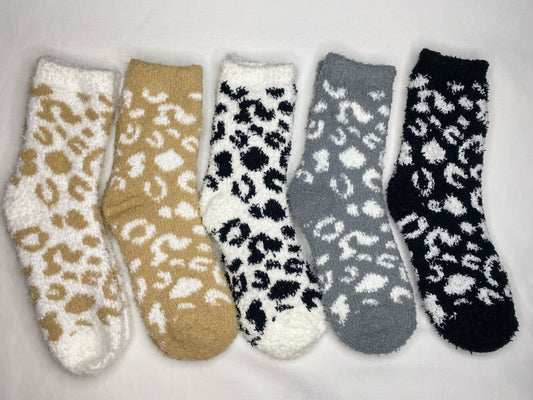Leopard Print Fuzzy Socks