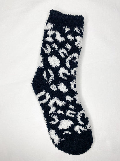 Leopard Print Fuzzy Socks