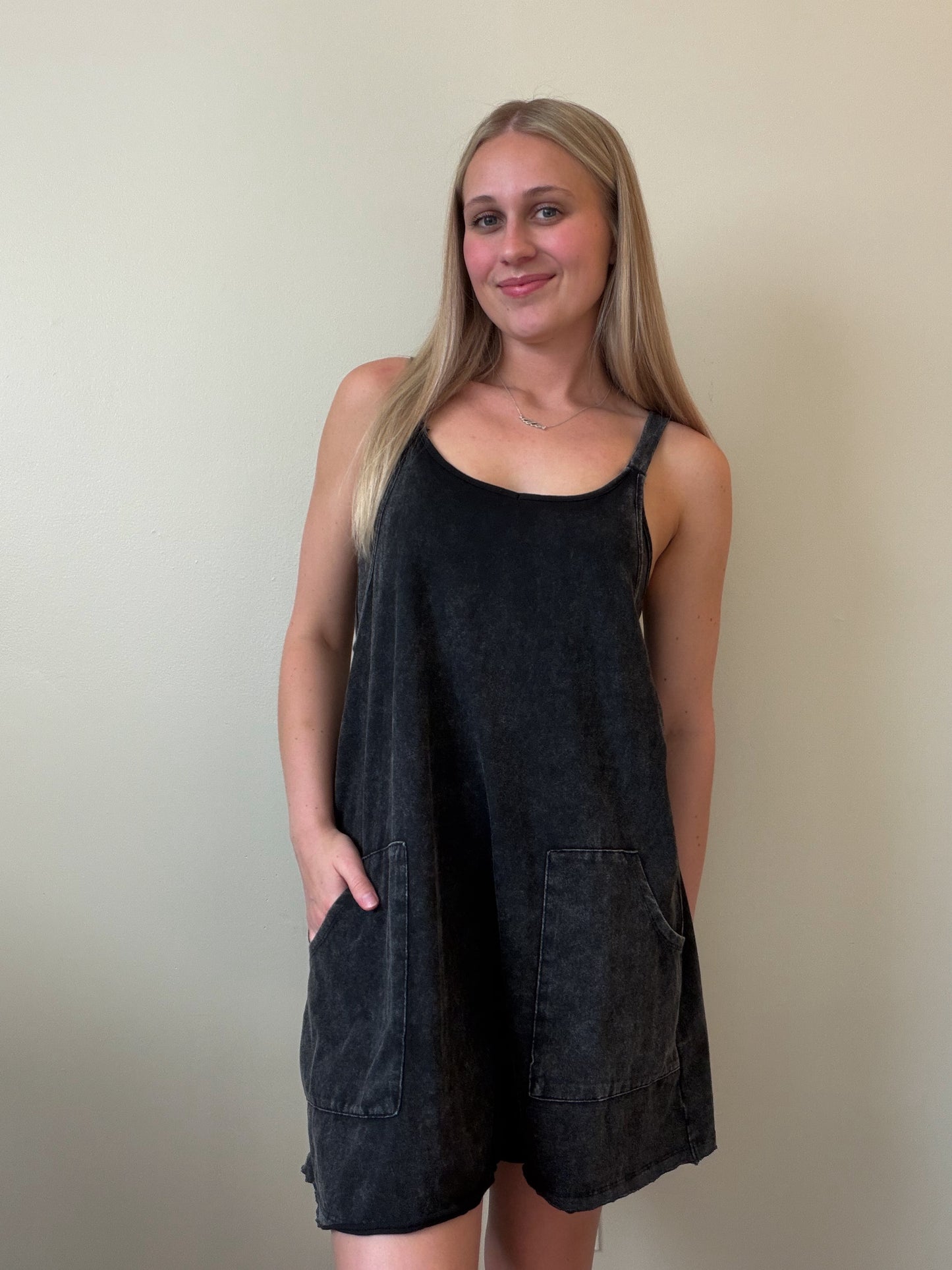 Mineral Washed Mini Dress w/ Shorts Inside 
