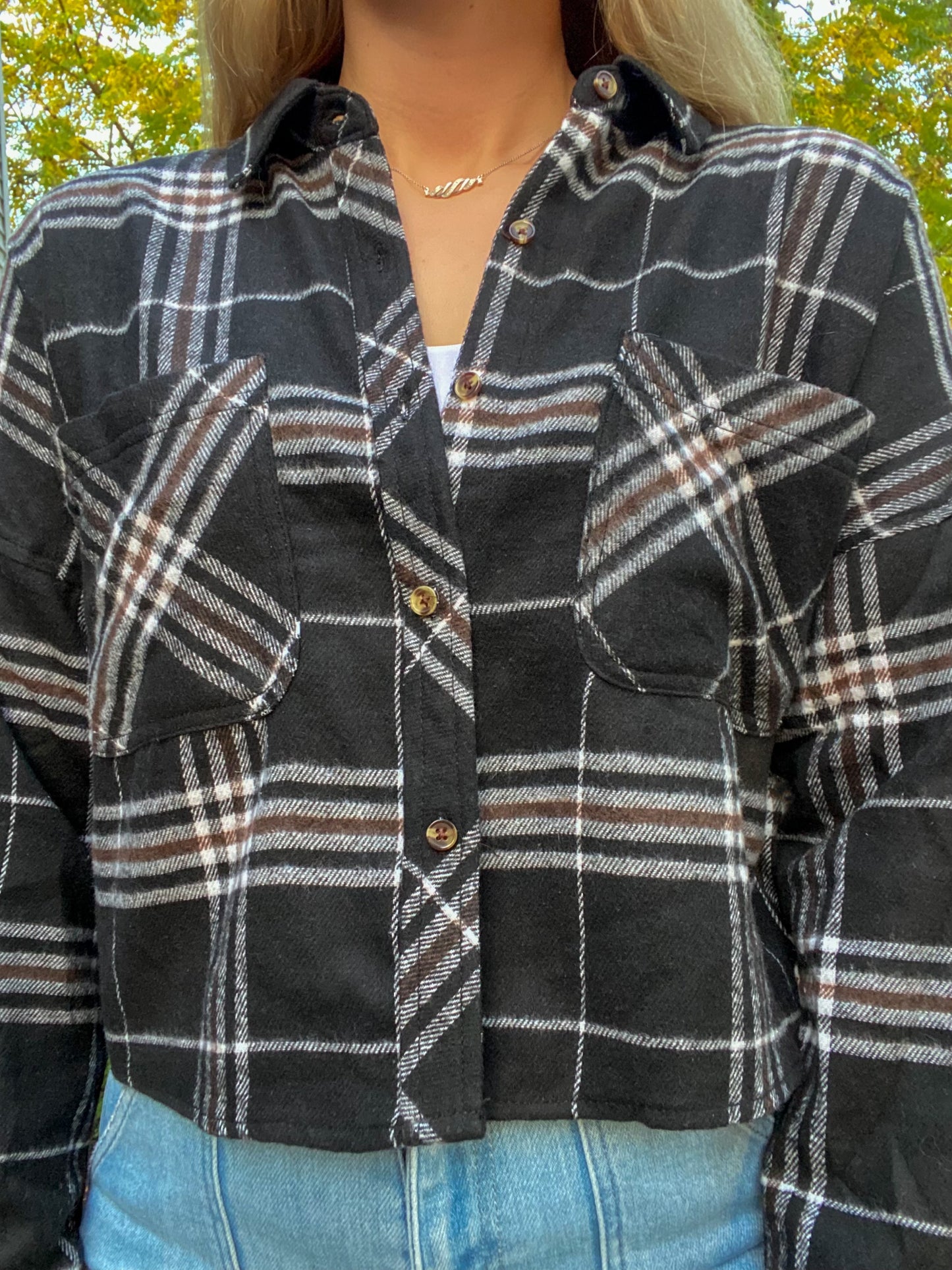 Cropped Long Sleeve Flannel