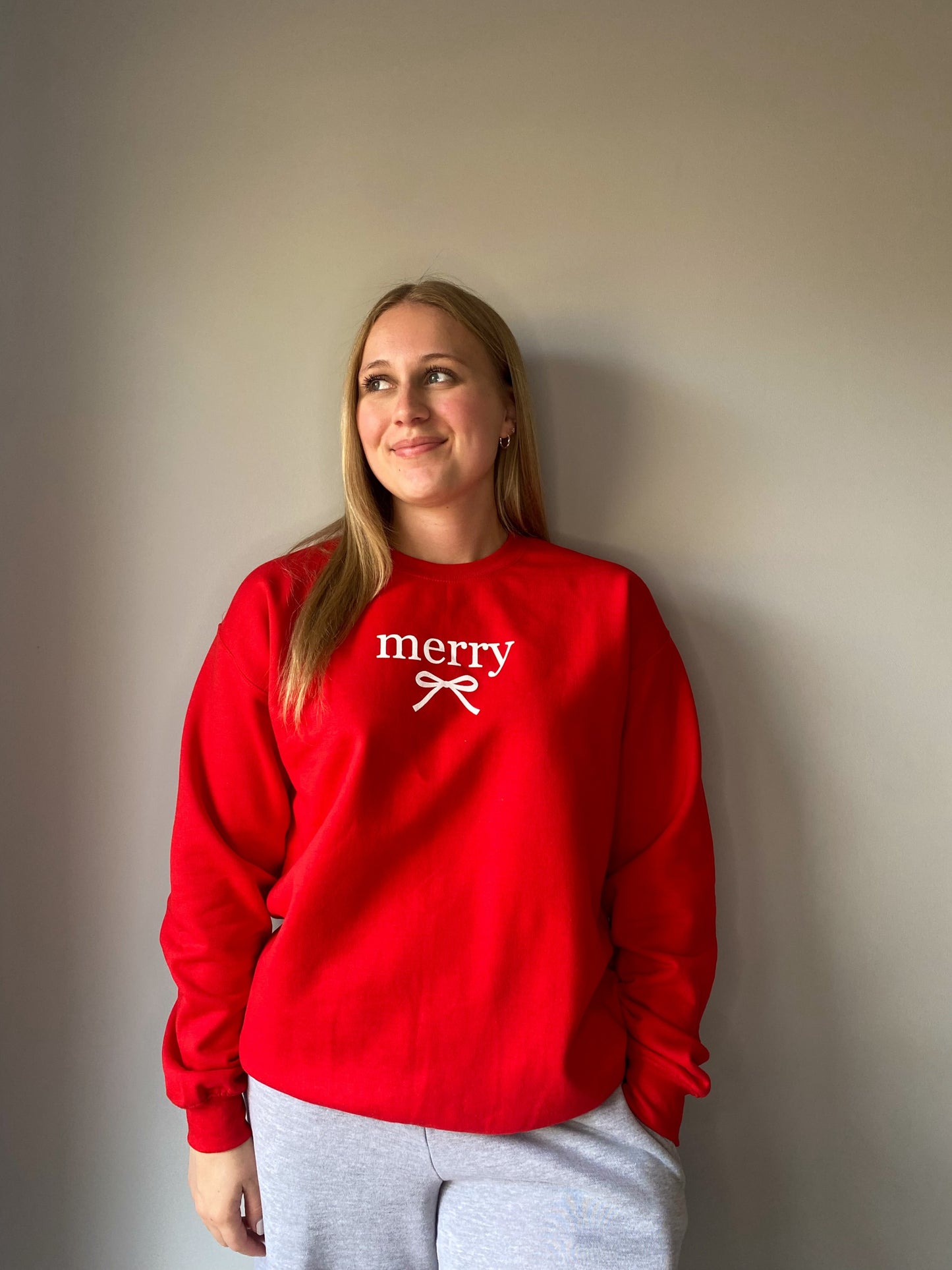 Merry Bow Christmas Crew Neck