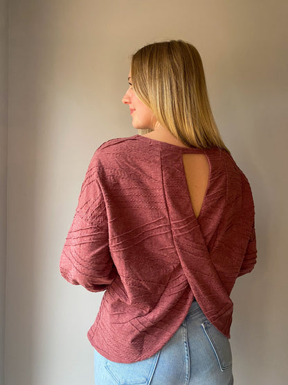 Overlap Back Long-Sleeve