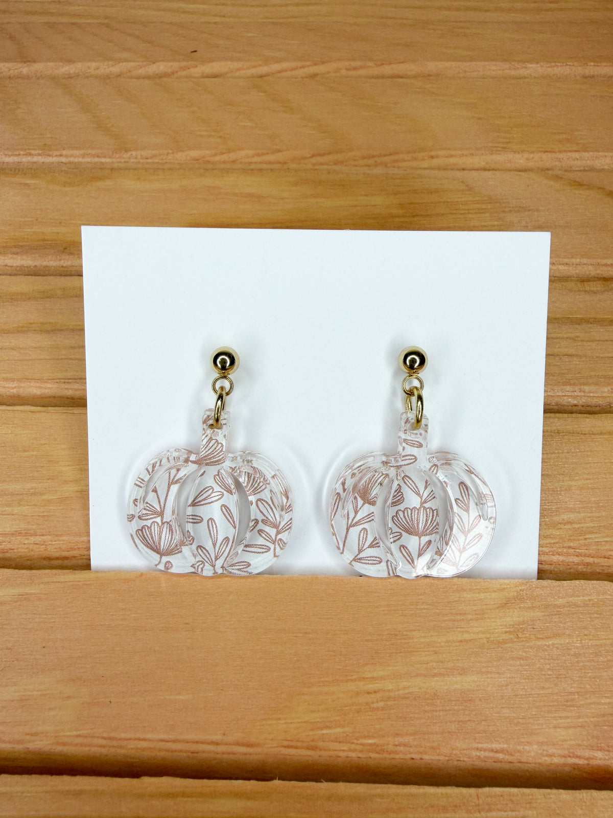 Orange Floral Pumpkin Dangle Earrings