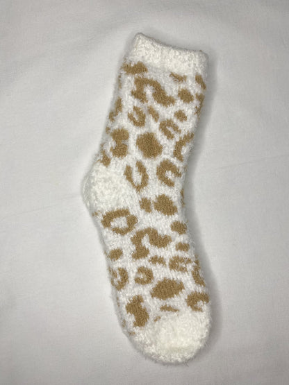 Leopard Print Fuzzy Socks