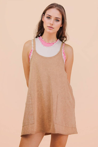 Mineral Washed Mini Dress w/ Shorts Inside 