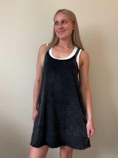 Mineral Washed Mini Dress w/ Shorts Inside 