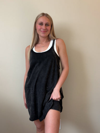 Mineral Washed Mini Dress w/ Shorts Inside 