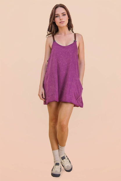 Mineral Washed Mini Dress w/ Shorts Inside 