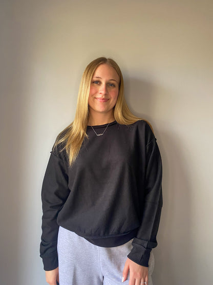 Reverse Seam Long-Sleeve Crew Neck