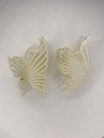 Pearl Butterfly Hair Claw Clips