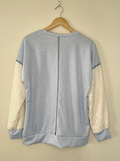 Contrast Lace Sleeve Top