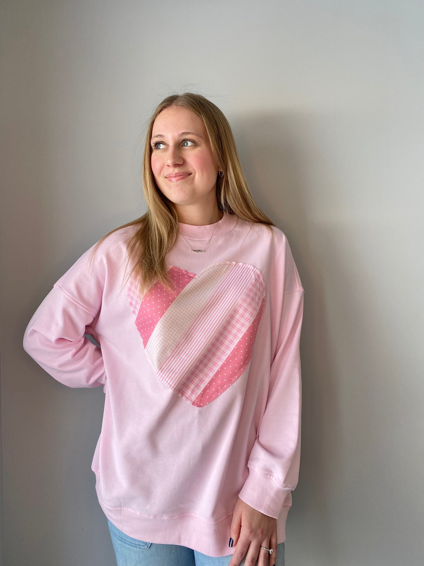 Valentine Patchwork Heart Sweatshirt