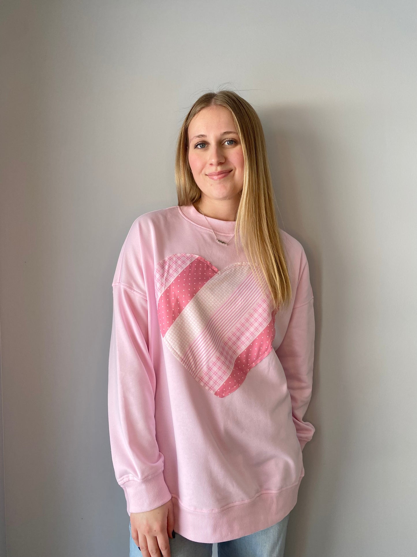 Valentine Patchwork Heart Sweatshirt