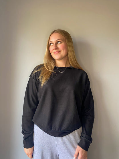 Reverse Seam Long-Sleeve Crew Neck