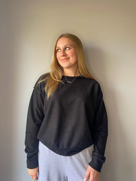 Reverse Seam Long-Sleeve Crew Neck