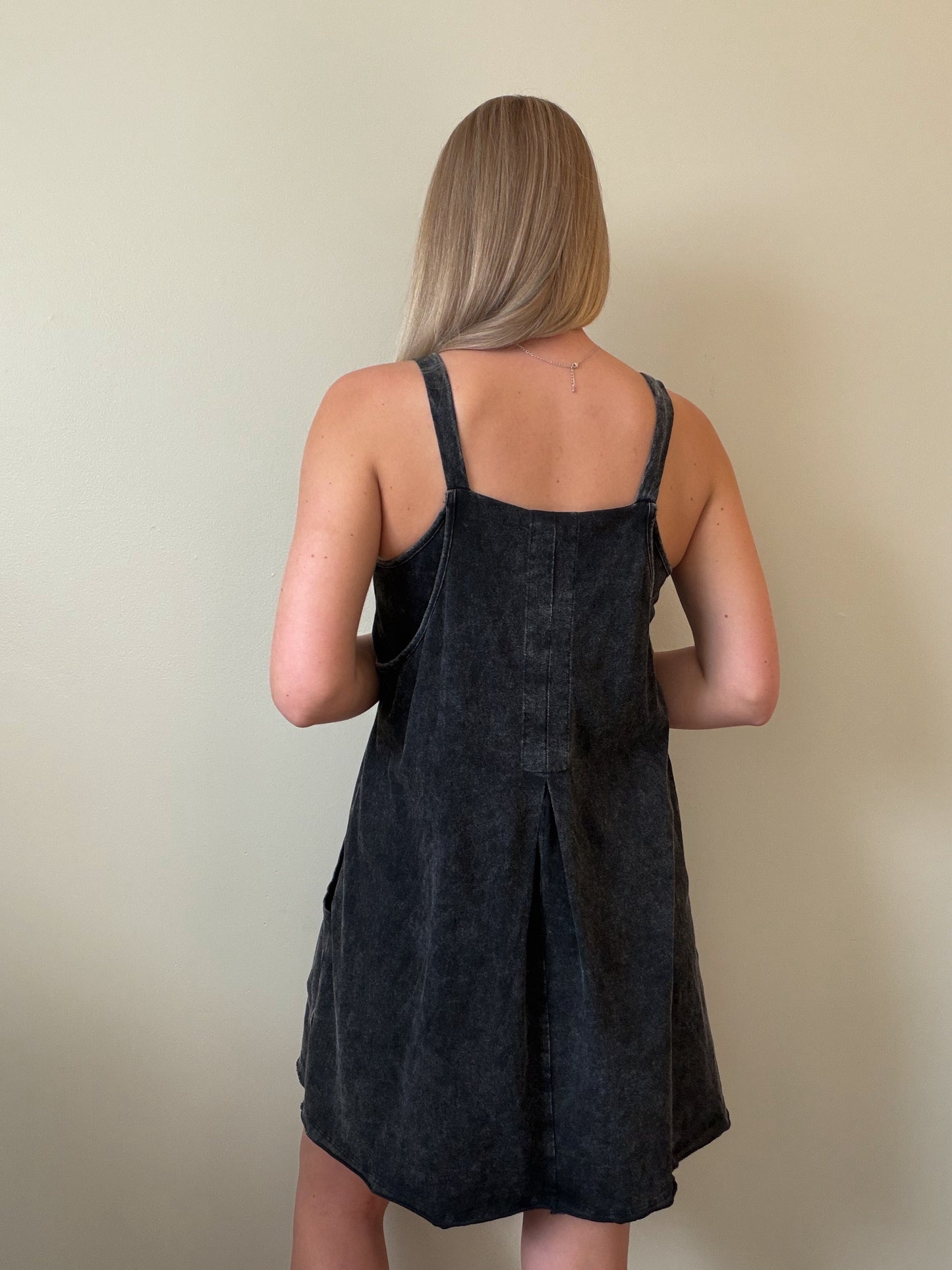 Mineral Washed Mini Dress w/ Shorts Inside 