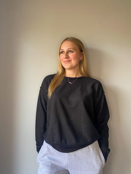 Reverse Seam Long-Sleeve Crew Neck