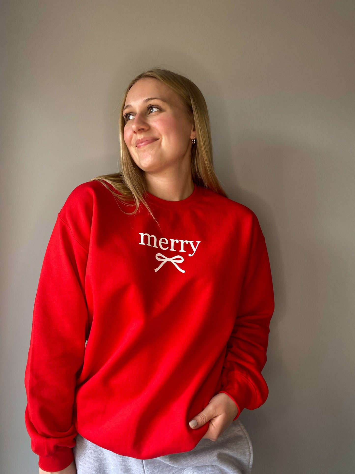 Merry Bow Christmas Crew Neck