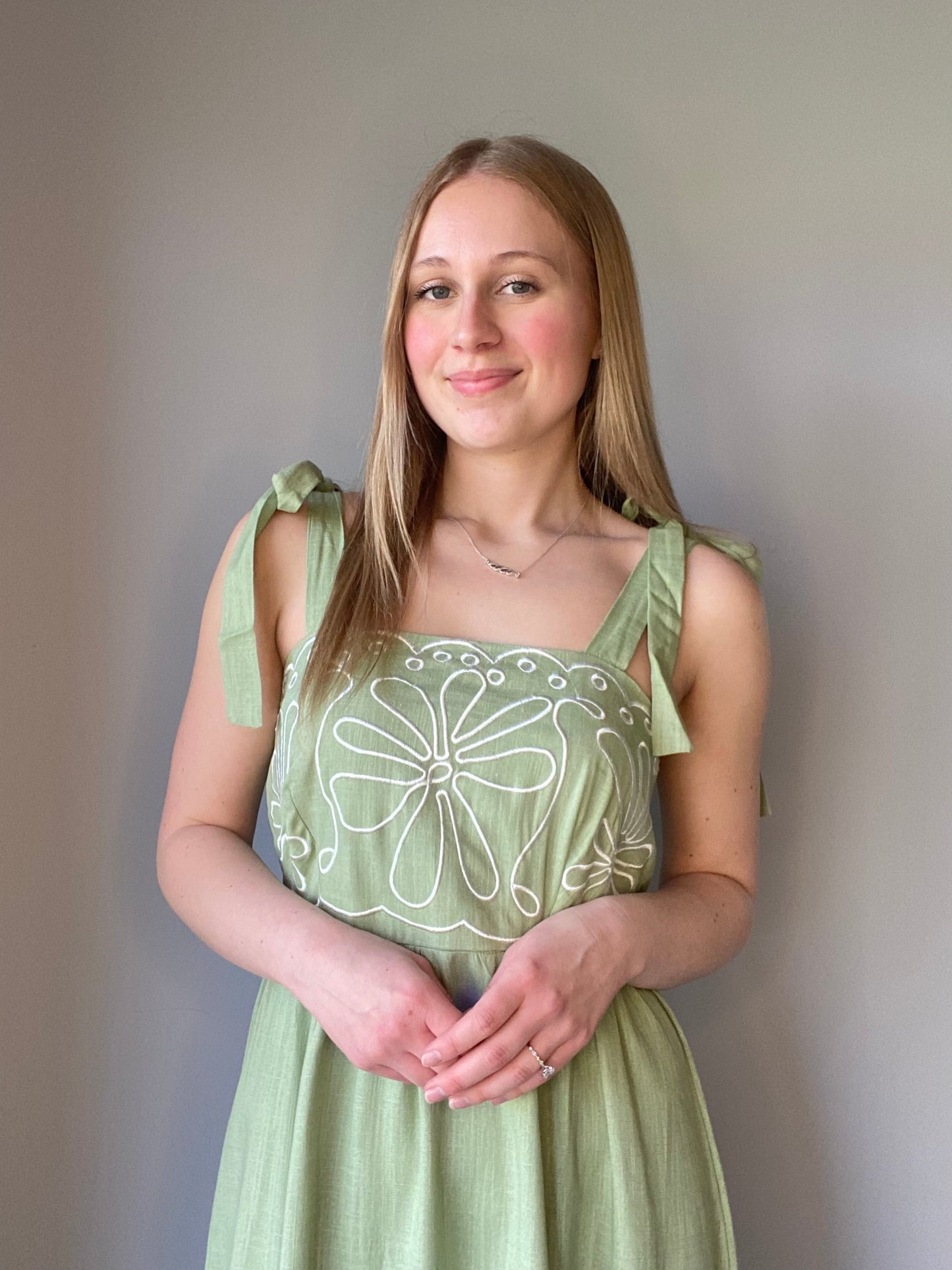 Embroidery Detail Midi Dress