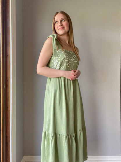 Embroidery Detail Midi Dress