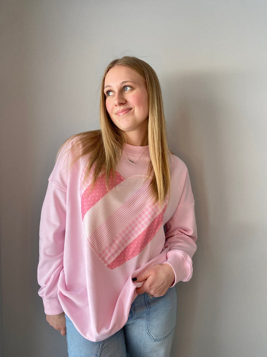 Valentine Patchwork Heart Sweatshirt